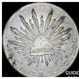 1893Go RS Mexico Silver 8 Reales Cap & Ray NEARLY