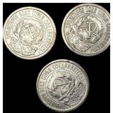 [3 Coins]1923 Soviet Union Silver 10 Kopeks CLOSEL