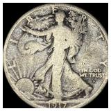 1917-D Silver Walking Liberty Half Dollar NICELY C