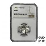 1999 $25 1/4oz Platinum American Eagle NGC MS69