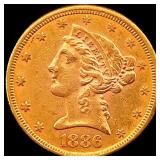 1886 Liberty Head Half Eagle $5 Gold UNCIRCULATED