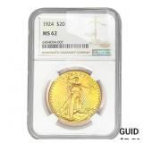 1924 $20 Gold Double Eagle NGC MS62