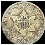 1853 Silver Three-Cent Piece NICELY CIRCULATED