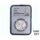 1940 Walking Liberty Half Dollar NGC MS64