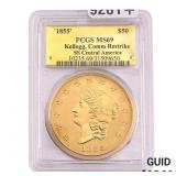 1855 Gold $50 Kellogg, Comm Restrike PCGS MS69