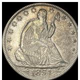 1854 Arrows Seated Liberty Half Dollar CHOICE  AU