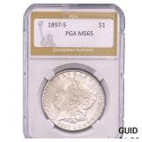 1897-S Morgan Silver Dollar PGA MS65