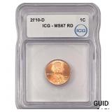 2010-D Union Shield Lincoln Cent ICG MS67 RD