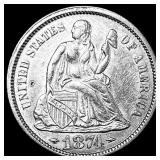 1874 Silver Seated Liberty Dime CLOSELY  UNCIRCUL