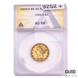 1906-D $5 Gold Half Eagle ANACS AU58