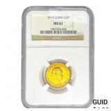 1915 5 Pesos Gold Cuba NGC MS61