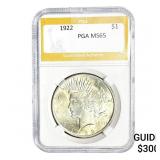1922 Silver Peace Dollar PGA MS65