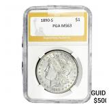 1890-S Morgan Silver Dollar PGA MS63