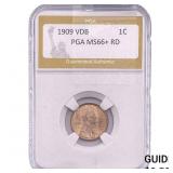 1909 VDB Wheat Cent PGA MS66+ RD