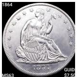 1864 Seated Liberty Half Dollar CHOICE BU