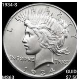 1934-S Silver Peace Dollar CHOICE BU