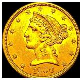 1900 Liberty Head Half Eagle $5 Gold UNCIRCULATED