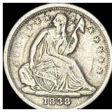 1838 Seated Liberty Half Dime LIGHTLY  CIRCULATED