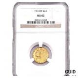 1914-D $2.50 Gold Quarter Eagle NGC MS62