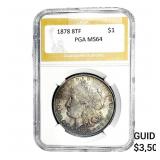 1878 8TF Morgan Silver Dollar PGA MS64