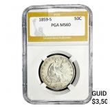 1859-S Seated Liberty Half Dollar PGA MS60
