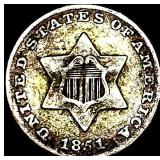 1851 Silver Three-Cent Piece LIGHTLY  CIRCULATED
