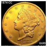 1874-CC $20 Gold Double Eagle CHOICE AU