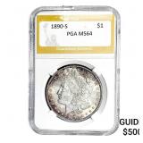 1890-S Morgan Silver Dollar PGA MS64
