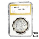 1896-O Morgan Silver Dollar PGA MS60