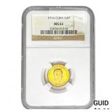 1916 4 Pesos Gold Cuba NGC MS61