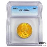 1902 $10 Gold Eagle ICG MS64