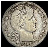 1914 Barber Silver Quarter NICELY CIRCULATED
