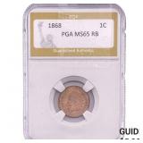 1868 Indian Head Cent PGA MS65 RB