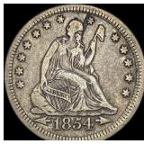 1854 Arrows Seated Liberty Quarter NEARLY UNCIRCUL