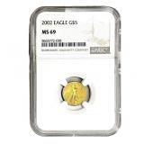 2002 1/10oz $5 Gold Eagle NGC MS69