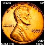 1955/55 DDO Wheat Cent CHOICE BU RD