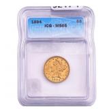 1894 $5 Gold Half Eagle ICG MS65
