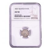 1837 Seated Liberty Half Dime NGC AU58