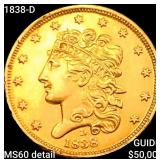 1838-D $5 Gold Half Eagle UNCIRCULATED