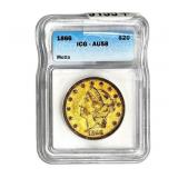 1866 $20 Gold Double Eagle ICG AU58 Motto