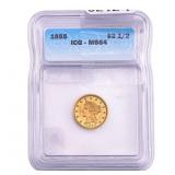 1855 $2.50 Gold Quarter Eagle ICG MS64