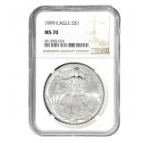 1999 Silver Eagle NGC MS70