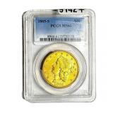 1865-S $20 Gold Double Eagle PCGS MS61