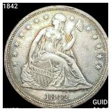1842 Seated Liberty Dollar CHOICE AU