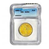 1853/2 $10 Gold Eagle ICG AU53