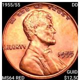 1955/55 DDO Wheat Cent CHOICE BU RD