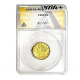 1900 $5 Gold Half Eagle ANACS AU55