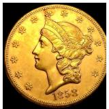1858-S $20 Gold Double Eagle