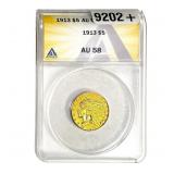 1913 $5 Gold Half Eagle ANACS AU58