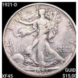 1921-D Walking Liberty Half Dollar NEARLY UNCIRCUL